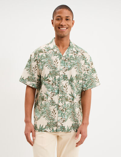 Chemise en coton manches courtes blanc homme