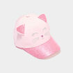 Casquette &agrave; paillettes coton rose fille