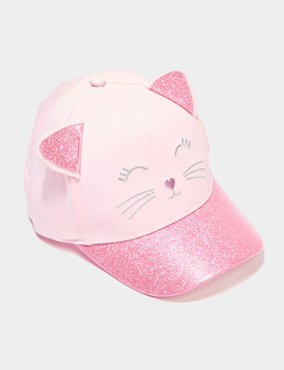 Casquette à paillettes coton rose fille