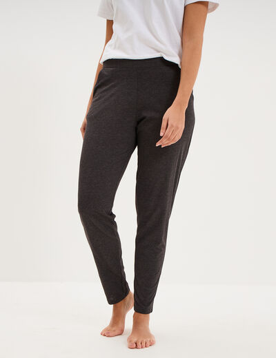 Pantalon de pyjama ajust&eacute; gris fonc&eacute; femme