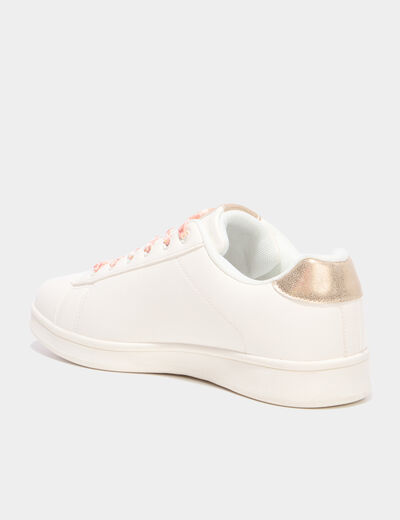 Tennis basses &agrave; lacets orange corail femme