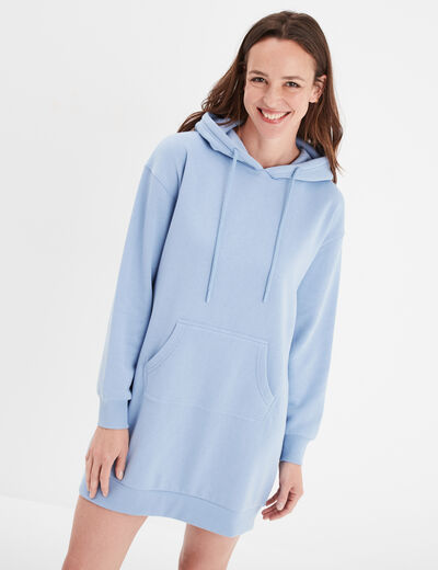 Robe sweat à capuche bleu clair femme