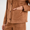 Surchemise boutonnée effet suédine marron clair femme