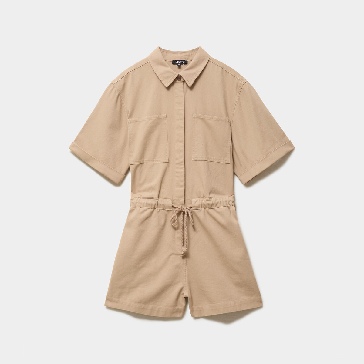 Combishort taille &agrave; coulisse coton sable femme
