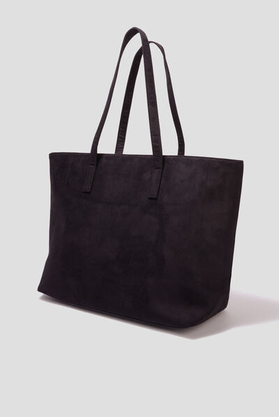 Sac shopper rectangulaire porté-épaule noir femme