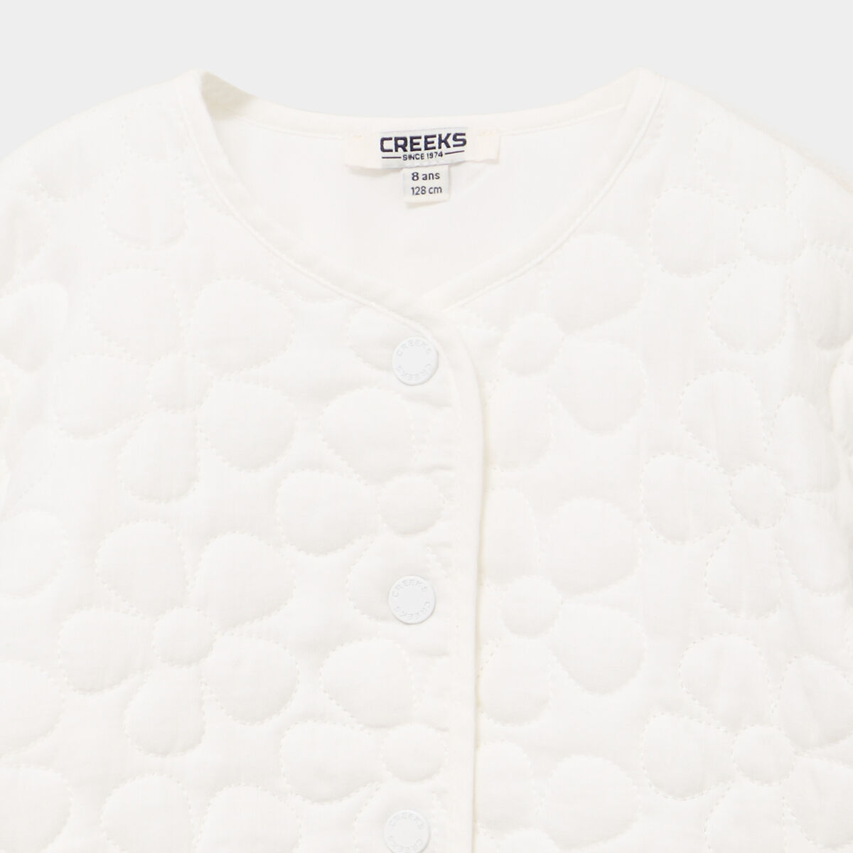 Gilet matelass&eacute; boutonn&eacute; coton ivoire fille
