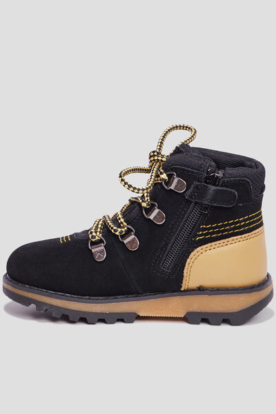 Bottines en cuir Kickers Kicknature noir garçon