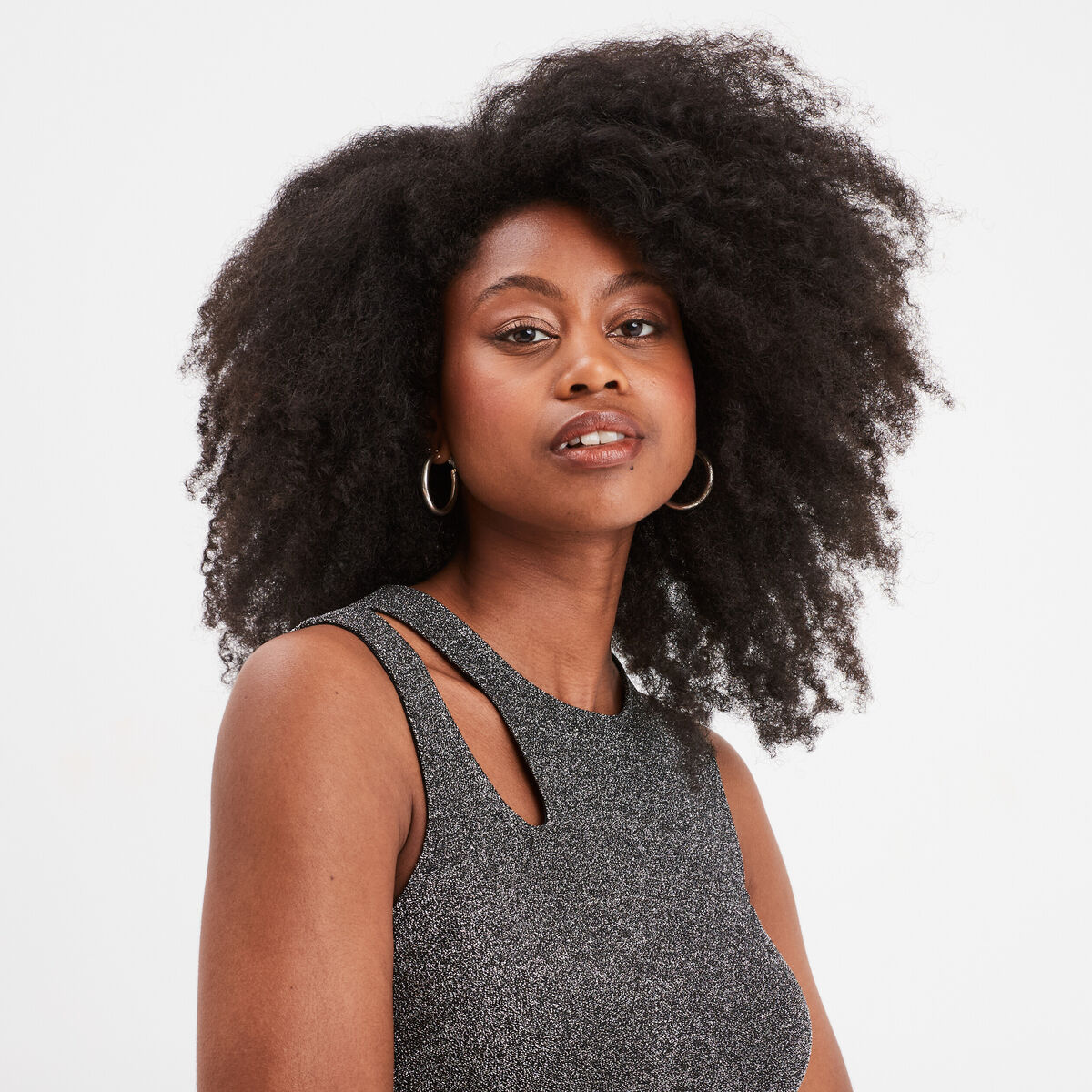 Débardeur cropped détail épaule Liberto gris argent femme