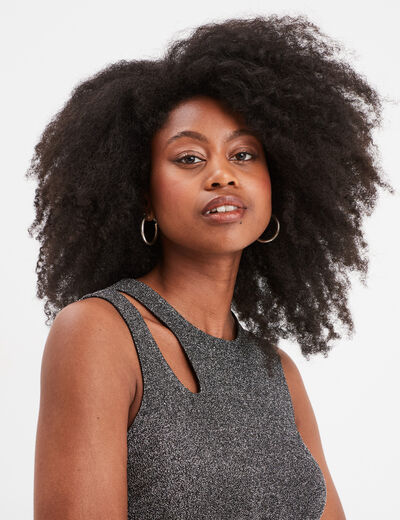 Débardeur cropped détail épaule Liberto gris argent femme