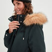 Parka avec capuche fourrure vert foncé femme