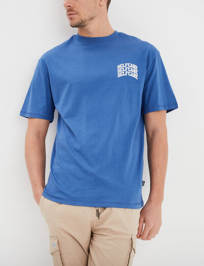 T-shirt oversize manches courtes coton bleu roi homme