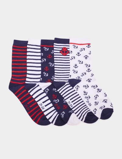 Lot 5 paires chaussettes bleu marine garçon