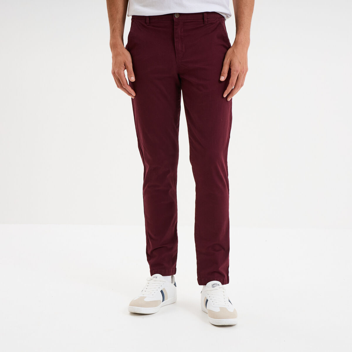Pantalon chino droit stretch violet foncé homme