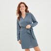 Robe col cache-coeur avec noeud bleu foncé femme