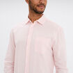 Chemise manches longues lin mélangé rose clair homme