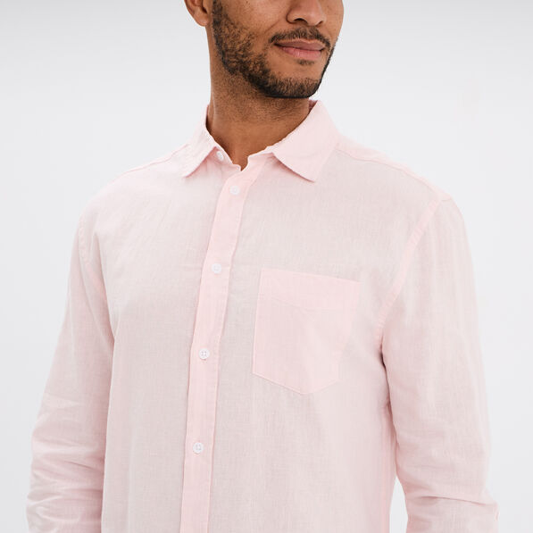 chemise manches longues lin melange rose clair homme Chemise manches longues lin mélangé rose clair homme