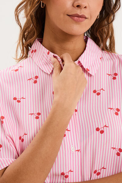 Ensemble pyjama short et chemise ecru femme