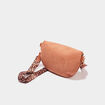 Sac banane aspect velours c&ocirc;tel&eacute; marron cognac femme
