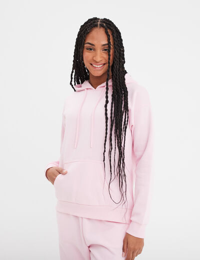 Sweat hoodie molleton à capuche rose femme