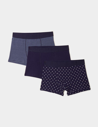 Lot 3 boxers coton bleu homme