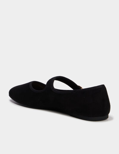 Ballerine femme su&eacute;dine &agrave; bride noir femme
