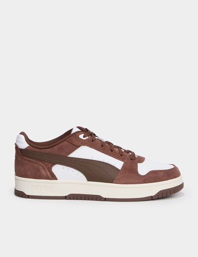 Baskets &agrave; lacets en cuir Puma marron homme