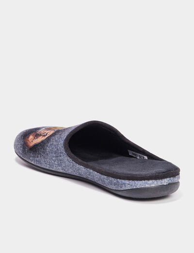 Chaussons mules avec motif gris homme
