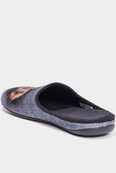 Chaussons mules avec motif gris homme