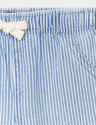 Short à rayures taille élastiquée coton bleu clair bébé garçon
