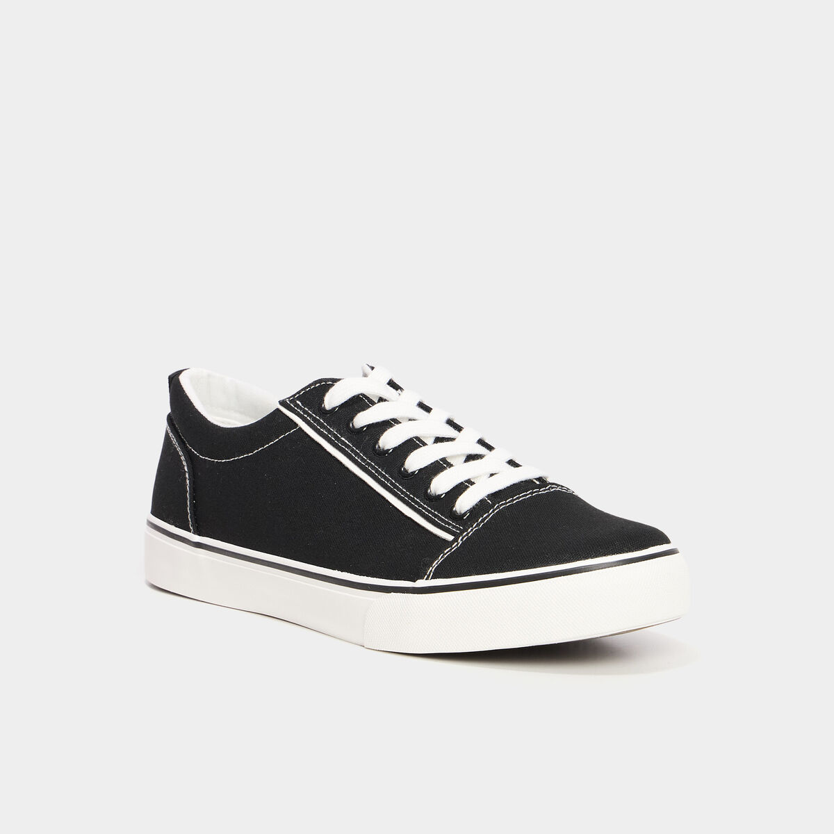 Tennis basses en toile &agrave; lacets noir homme