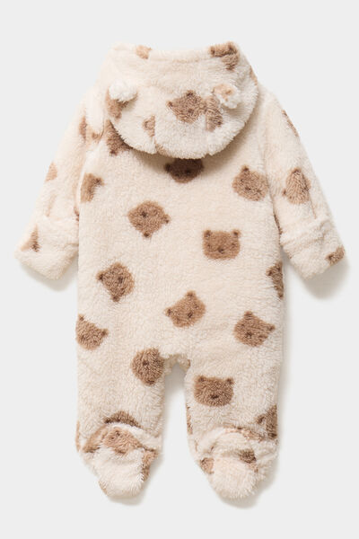 Combinaison pilote effet fausse fourrure creme b&eacute;b&eacute;