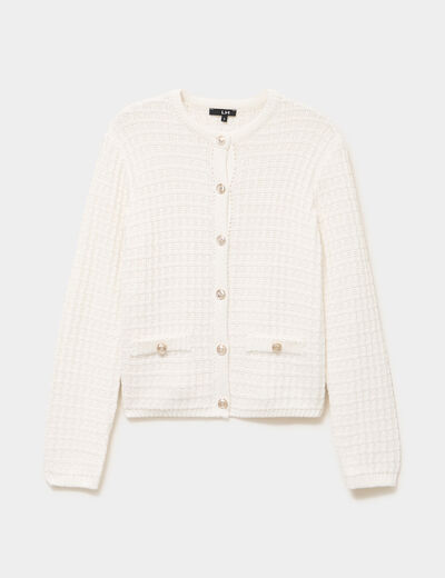 Gilet manches longues coton blanc femme