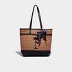 Sac shopping tressé détail noeud marron clair femme