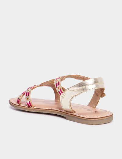 Sandales plates métallisées cuir Creeks multicolore fille
