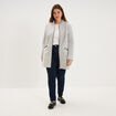 Manteau mi-long droit zipp&eacute; col mao gris clair femme grande taille