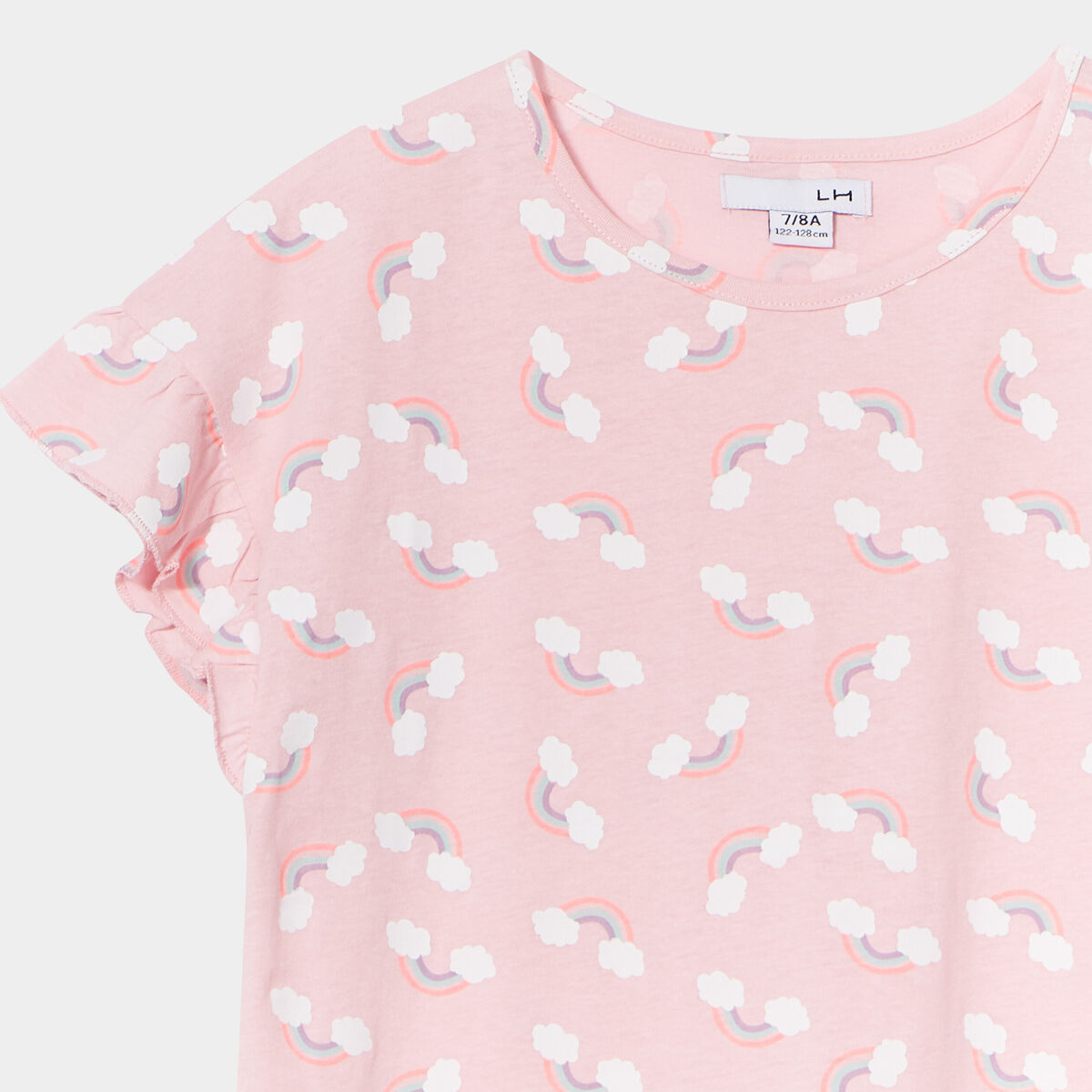Chemise de nuit manches courtes coton rose fille