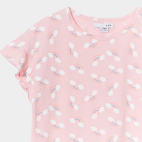 chemise de nuit manches courtes coton rose fille Chemise de nuit manches courtes coton rose fille