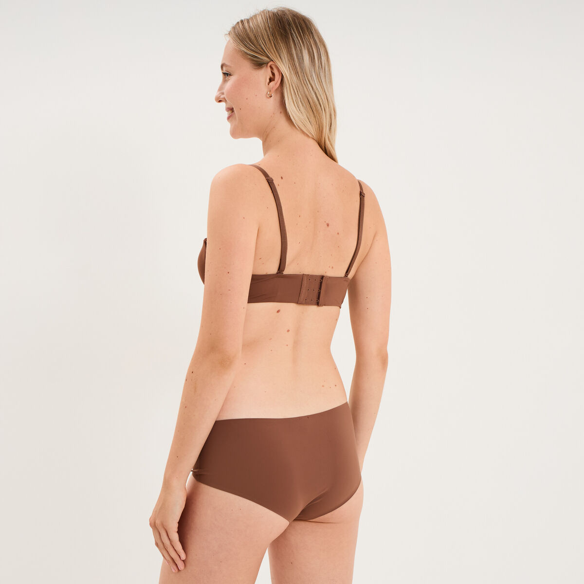 Soutien-gorge bandeau microfibre marron femme