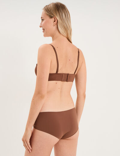 Soutien-gorge bandeau microfibre marron femme