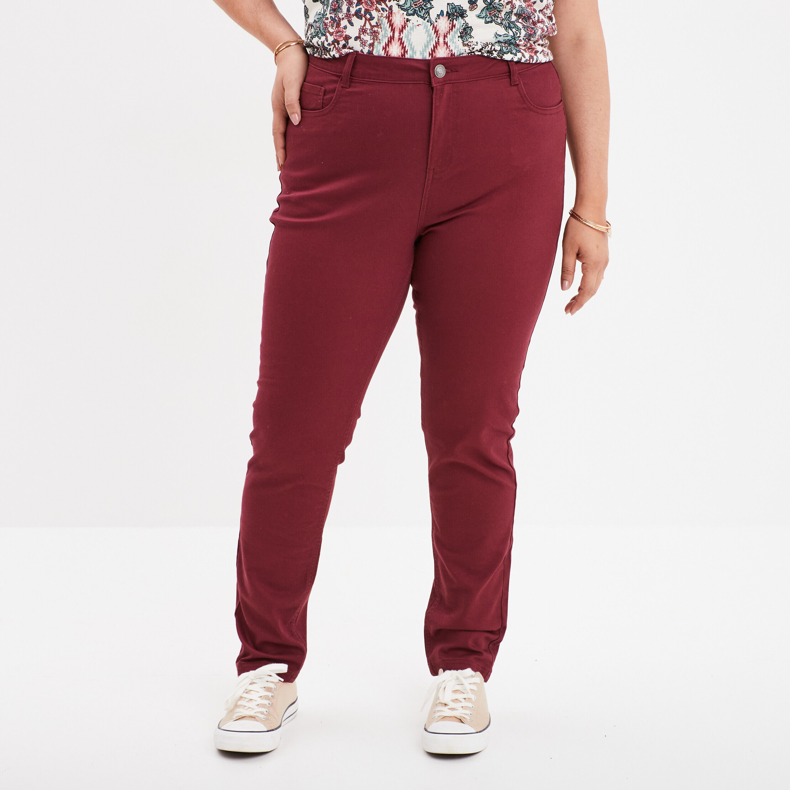 Pantalon slim bordeaux femme grande taille MODAVISTA