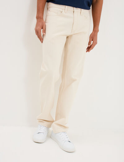Jean regular 5 poches coton ecru homme