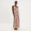 Robe longue droite fluide &agrave; bretelles vert kaki femme
