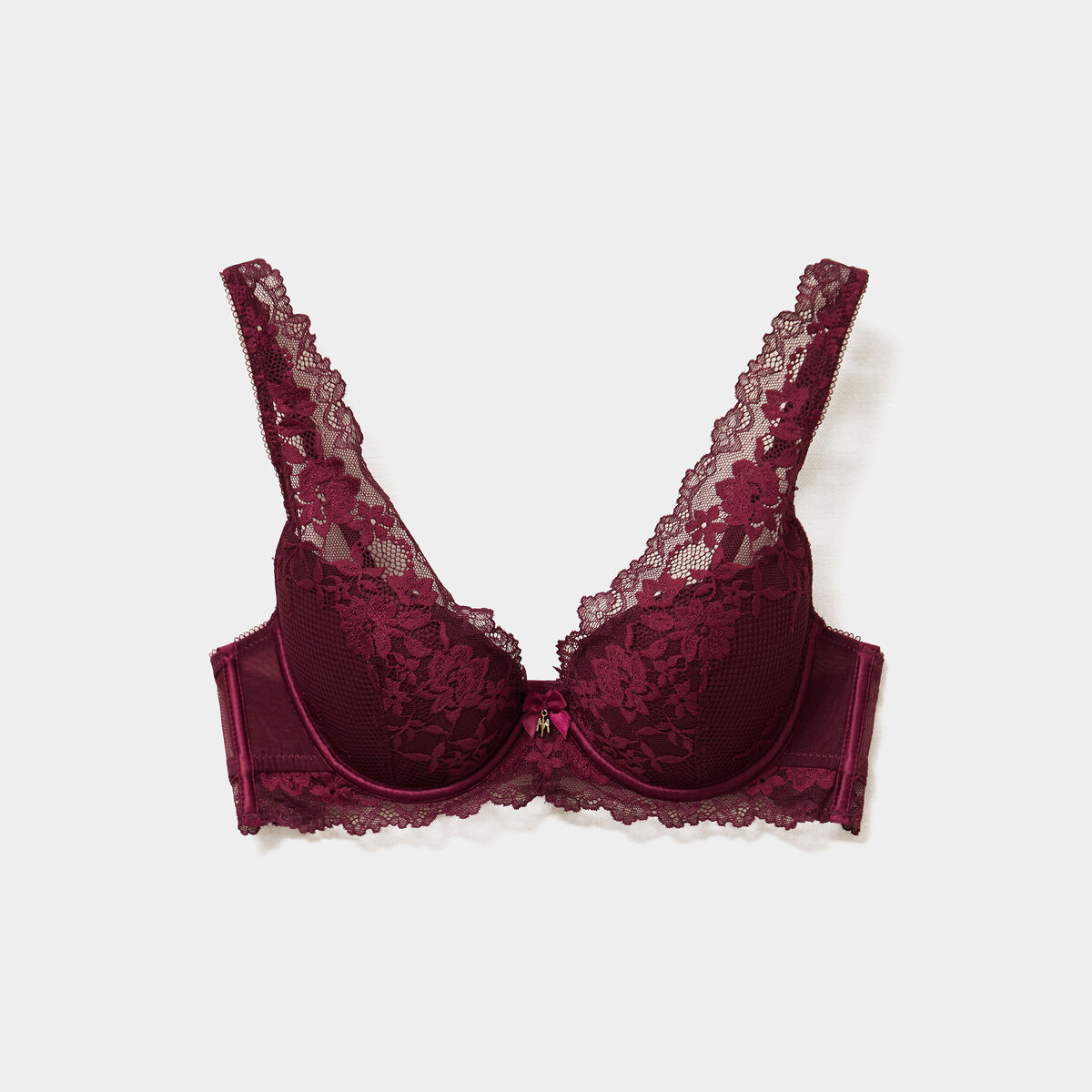 Soutien-gorge foulard avec dentelle prune femme