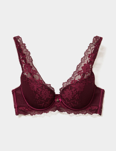 Soutien-gorge foulard avec dentelle prune femme