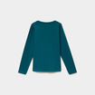 T-shirt coton manches longues &agrave; fronces vert fonc&eacute; fille