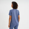 T-shirt de sport droit manches courtes bleu fonc&eacute; femme