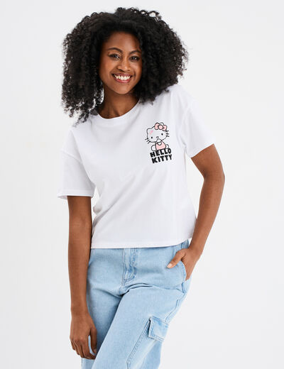 T-shirt manches courtes Hello Kitty blanc femme