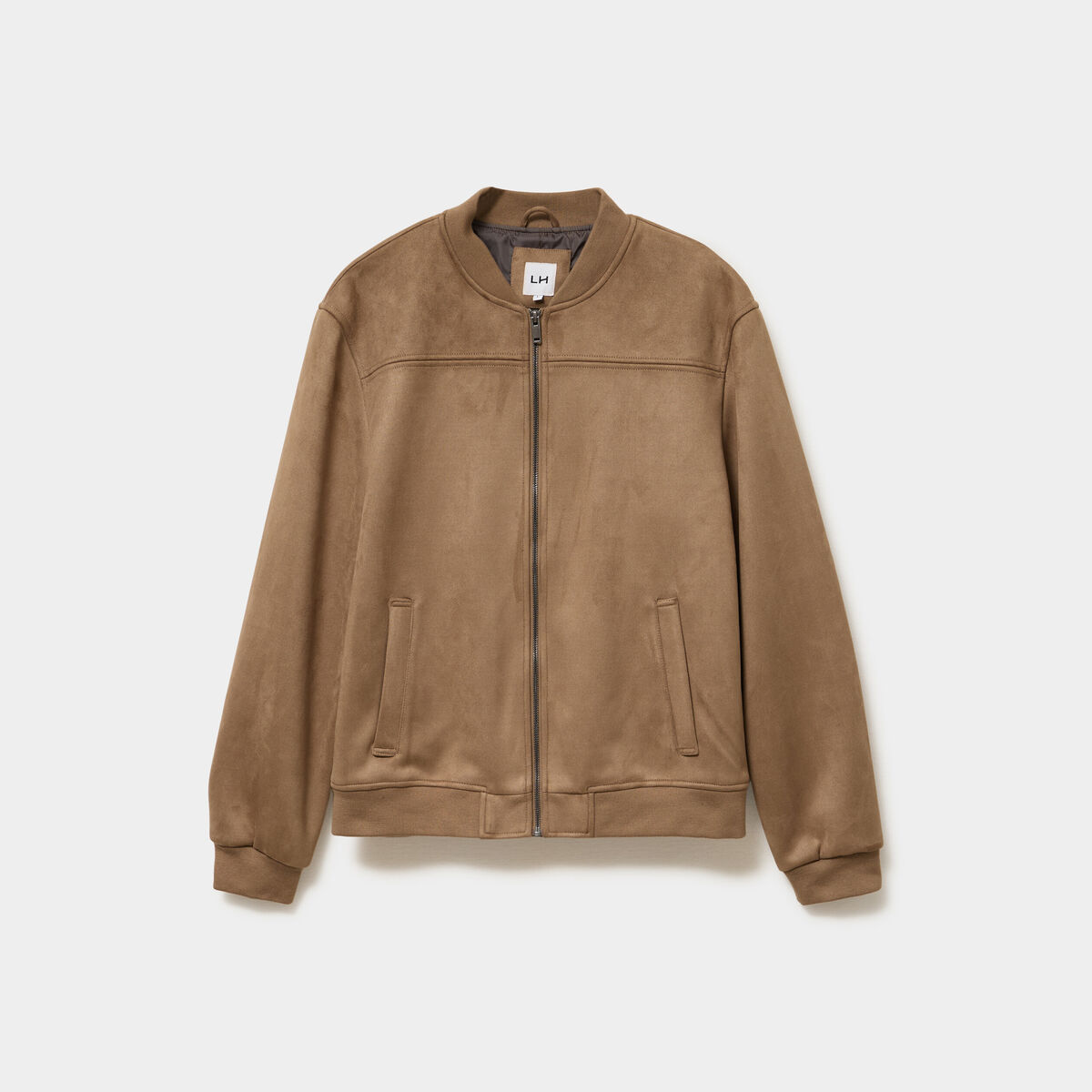 Blouson bomber effet su&eacute;dine taupe homme