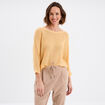 Pull droit col rond manches longues jaune clair femme