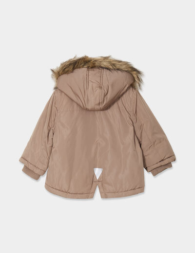Parka doublée effet sherpa à capuche taupe bébé garçon